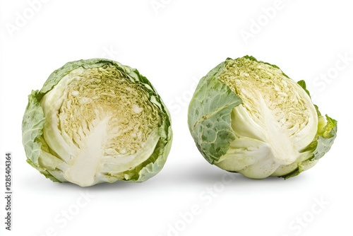 High Resolution Visual of Cabbage Isolated on White Background,Clipping Path,Full Depth of Field