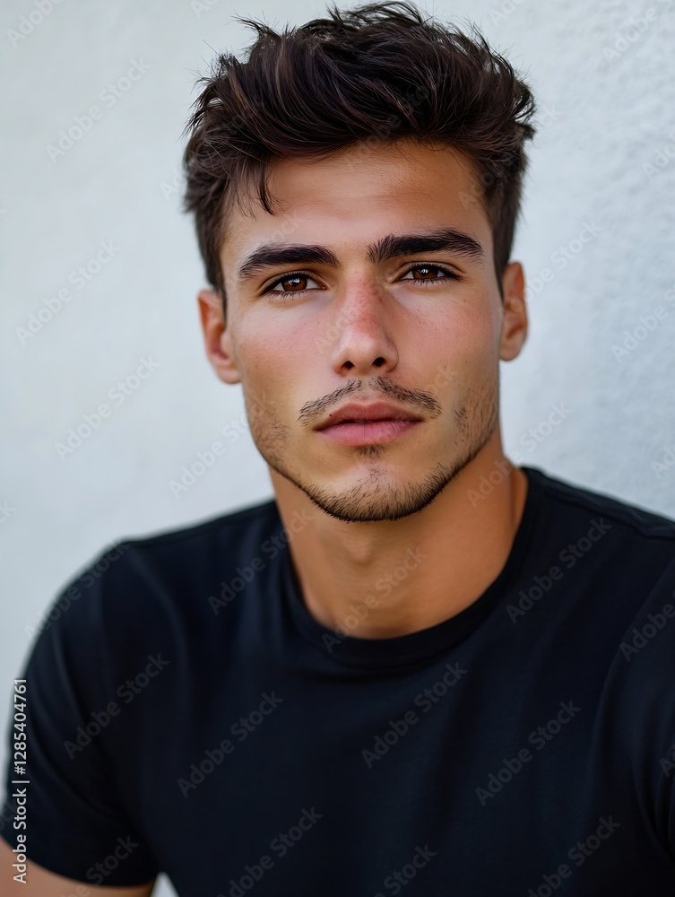 Striking Male Portrait with Strong Features and Handsome Expression Capturing Natural Confidence : Generative AI Striking Male Portrait with Strong Features and Handsome Expression Capturing Natural Confidence : Generative AI