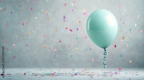 Wallpaper Mural Mint Balloon Surrounded by Colorful Confetti on a Celebratory Background Torontodigital.ca