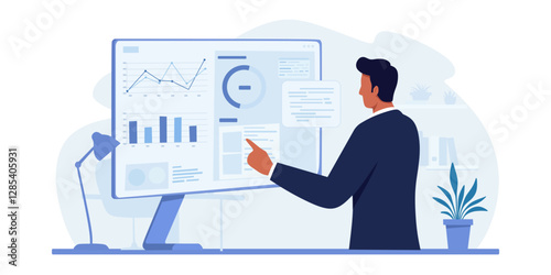 business saas performance analysis vector illustration