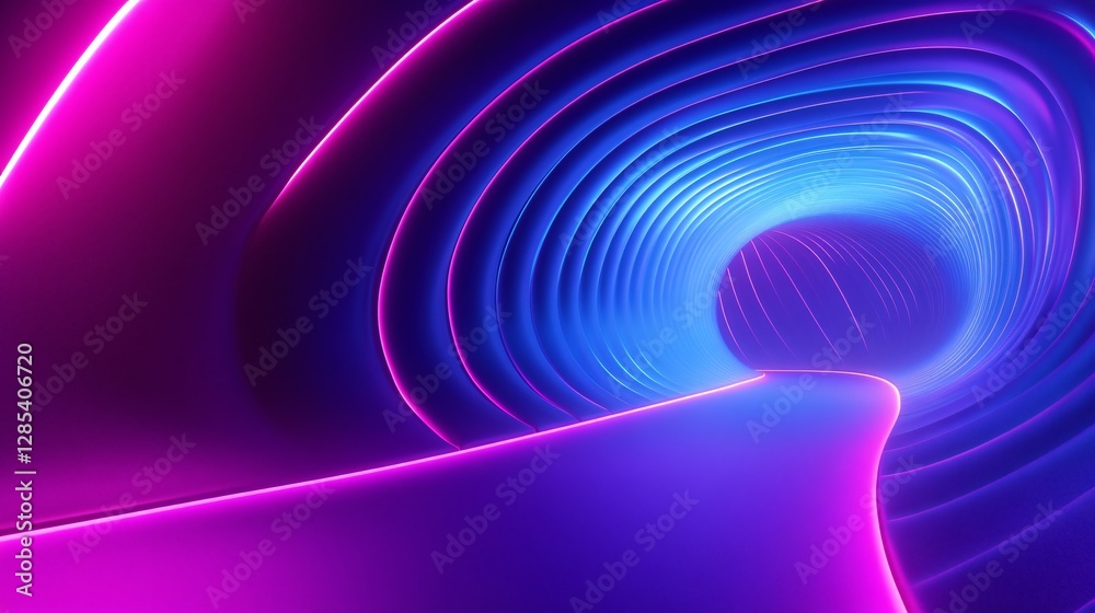 Naklejka premium 3D render of a colorful, abstract background with curved lines and a gradient of purple and blue hues