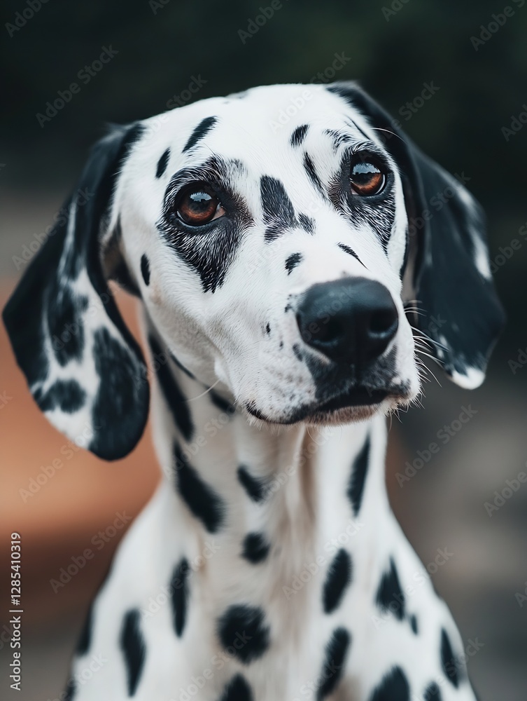 Close Up Portrait of a Dalmatian Dog with Unique Black and White Spots : Generative AI Close Up Portrait of a Dalmatian Dog with Unique Black and White Spots : Generative AI