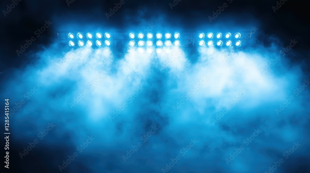 Obraz premium Bright Stage Lights with Mist Creating a Dramatic Atmosphere