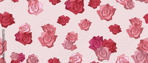 seamless floral pattern with pink and red roses, fit for fabric prints, wallpapers, gift wrapping, fashion textiles, and digital project