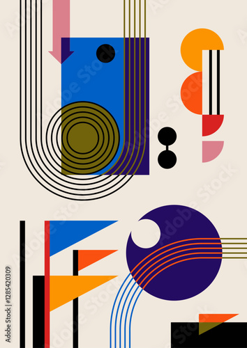 Bauhaus Style Poster, Abstract Background 1920s - 1930s Style