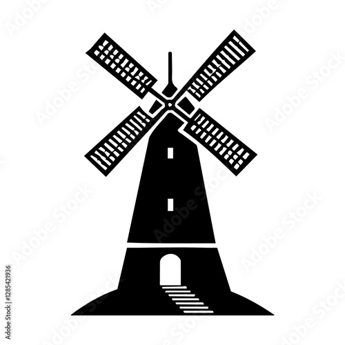 Simple Vector Icon of a windmills – Logo Design Illustration