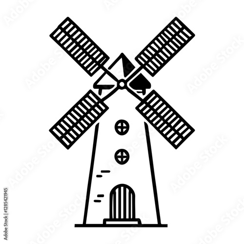 Simple Vector Icon of a windmills – Logo Design Illustration
