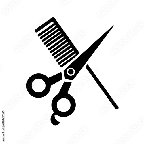barbershop scissors and comb icon