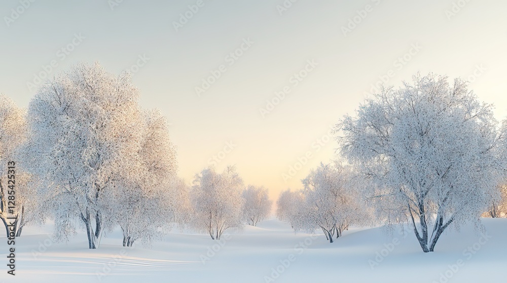 Snowy Lapland sunset with frozen trees, serene winter beauty in Saariselka.
Snowy Lapland sunset with frozen trees, serene winter beauty in Saariselka.