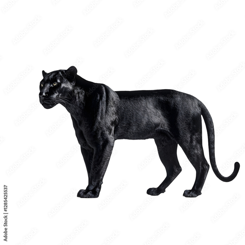 Fototapeta premium Black panther side view isolated die cut 