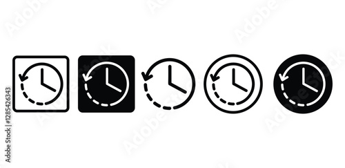 history time backward icon symbol sign vector design black white color illustration sets