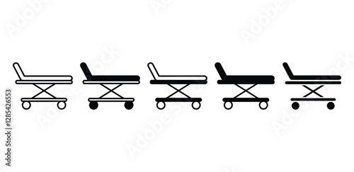 hospital bed icon symbol vector design simple black white color illustration sets isolated