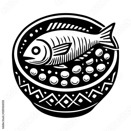 Simple Vector Icon of a Nigerian Fish Stew – Logo Design Illustration