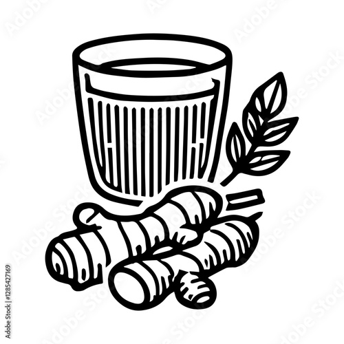 Simple Vector Icon of a Ginger Tea – Logo Design Illustration