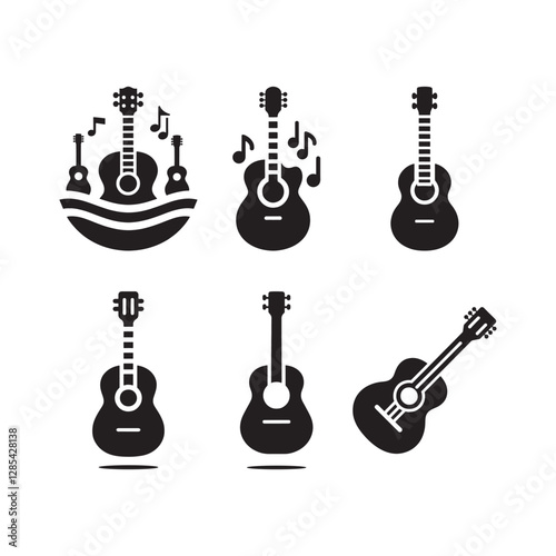 Acoustic Guitar Icons Set