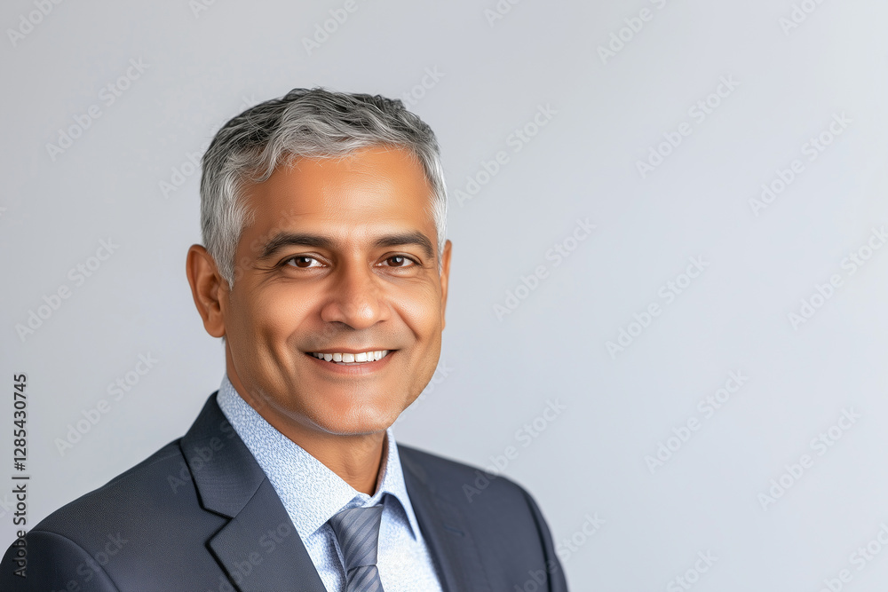 A grey-haired, mature Indian male boss with a friendly expression, dressed in formal clothing for a professional headshot. He looks directly at the camera, smiling with confidence, A grey-haired, mature Indian male boss with a friendly expression, dressed in formal clothing for a professional headshot. He looks directly at the camera, smiling with confidence,