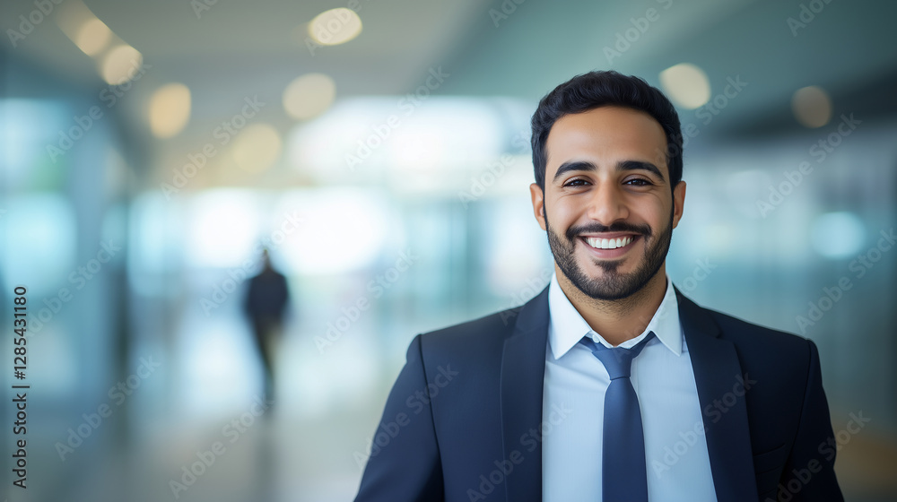 A headshot portrait of an Arabic businessman in a formal jacket, smiling with confidence and looking at the camera. His professional appearance represents his role as a company bos A headshot portrait of an Arabic businessman in a formal jacket, smiling with confidence and looking at the camera. His professional appearance represents his role as a company bos