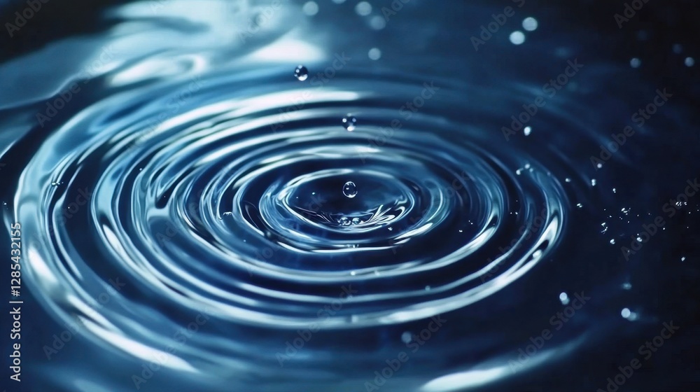 Beautiful blue water with rain drops forming perfect circular ripples, showcasing the harmony between water and nature. Beautiful blue water with rain drops forming perfect circular ripples, showcasing the harmony between water and nature.
