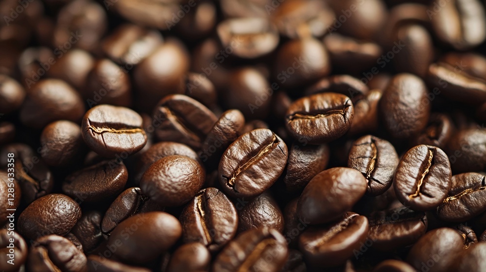 Close-up of roasted coffee beans with rich texture Close-up of roasted coffee beans with rich texture