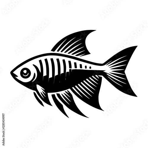 Simple Vector Icon of a tetra fish – Logo Design Illustration