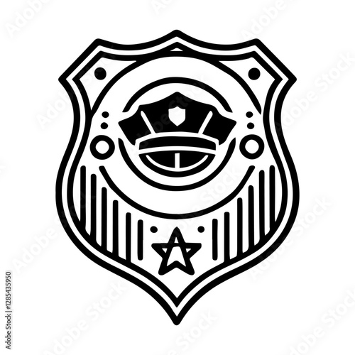 Simple Vector Icon of a Police Badge – Logo Design Illustration
