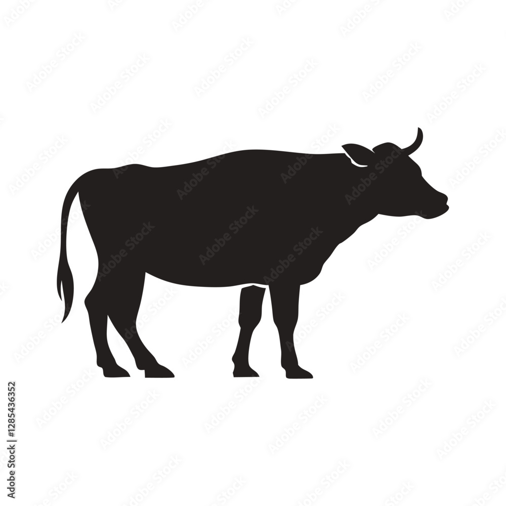 Silhouette of a Black Cow Standing Sideways Silhouette of a Black Cow Standing Sideways
