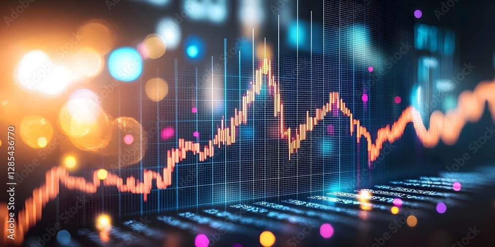 custom made wallpaper toronto digitalMarket chart displaying the increase in business stocks, investment data, and financial profit graph. AI digital illustration