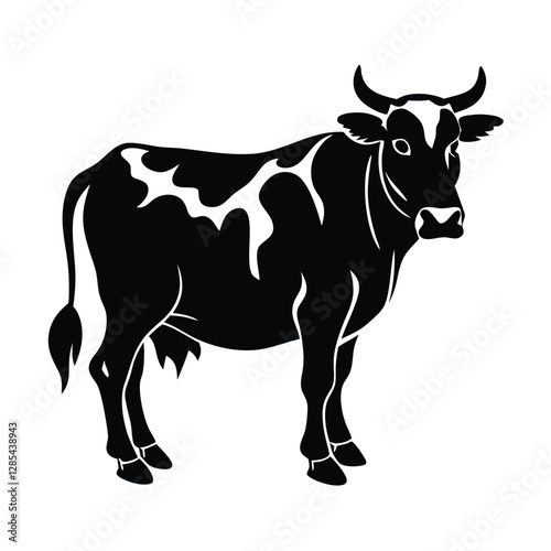 Silhouette of a Black Cow Standing Sideways