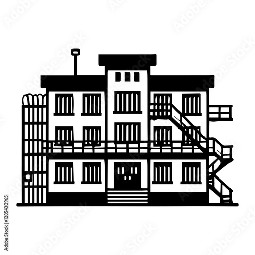 Simple Vector Icon of a prison – Logo Design Illustration