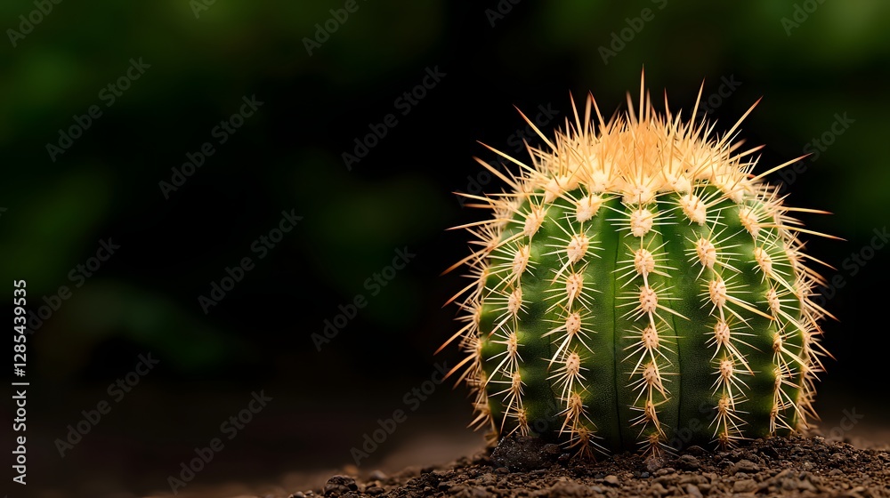 Striking Macro Shot of Cactus Surface with Detailed Spines and Unique Textures Against Dark Background Striking Macro Shot of Cactus Surface with Detailed Spines and Unique Textures Against Dark Background