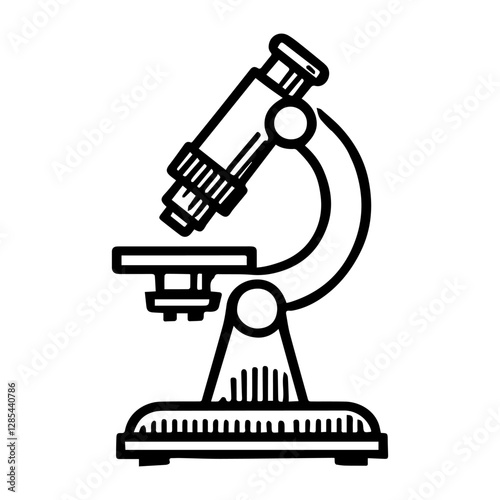 Simple Vector Icon of a Microscope – Logo Design Illustration