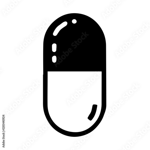 Simple Vector Icon of a Capsule – Logo Design Illustration
