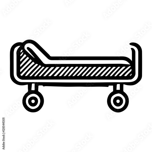 Simple Vector Icon of a hospital bed – Logo Design Illustration