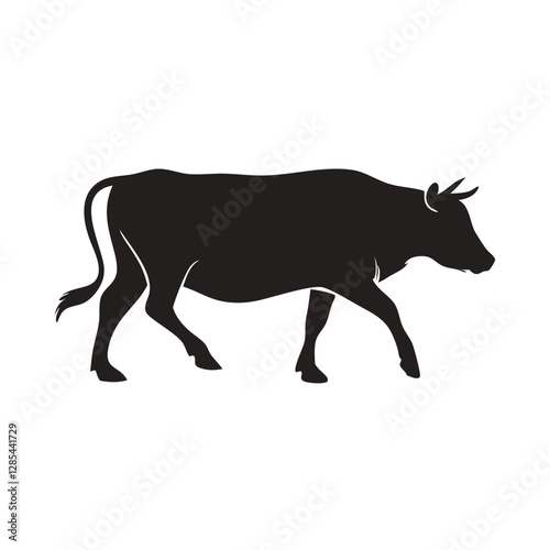 Silhouette of a Black Cow Standing Sideways