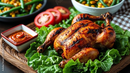 grilled chicken wings with vegetables