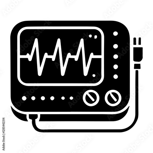 Simple Vector Icon of a ECG/EKG Machine – Logo Design Illustration