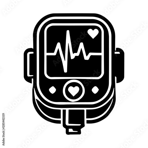Simple Vector Icon of a Pulse Oximeter – Logo Design Illustration
