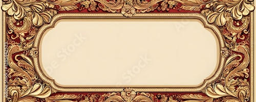Ornate gold frame with floral and leaf details surrounds blank space