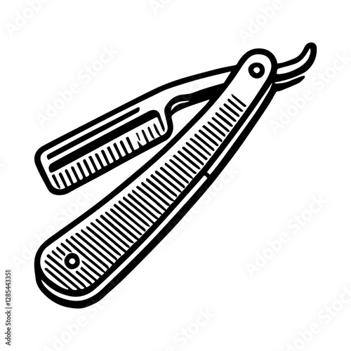 Simple Vector Icon of a Straight razors – Logo Design Illustration