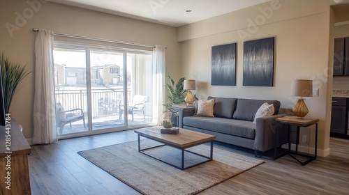 Modern and Cozy Living Room Interior with Natural Light and Stylish Decor for Home Ambiance : Generative AI