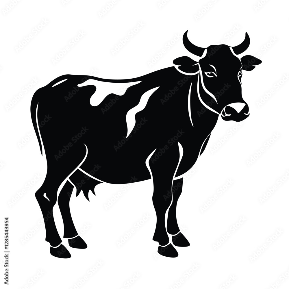 Fototapeta premium Silhouette of a Black Cow Standing Sideways