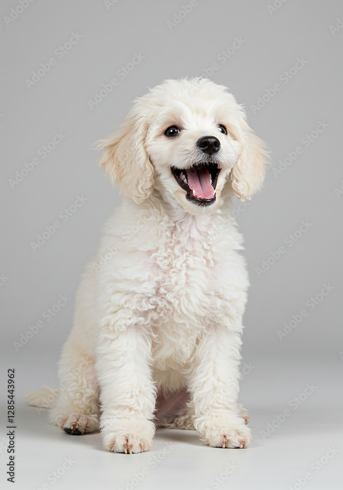 Obraz premium ふわふわスマイル 小犬 ホワイト