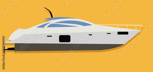 Super motor yacht. Luxurious ship for trip or party in the ocean, yacht illustration