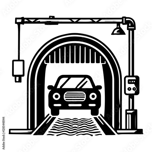 Simple Vector Icon of a  tunnel carwash equipment – Logo Design Illustration