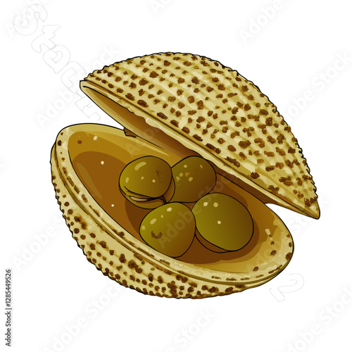 Shell with  pearl inside  white background vector  illustration