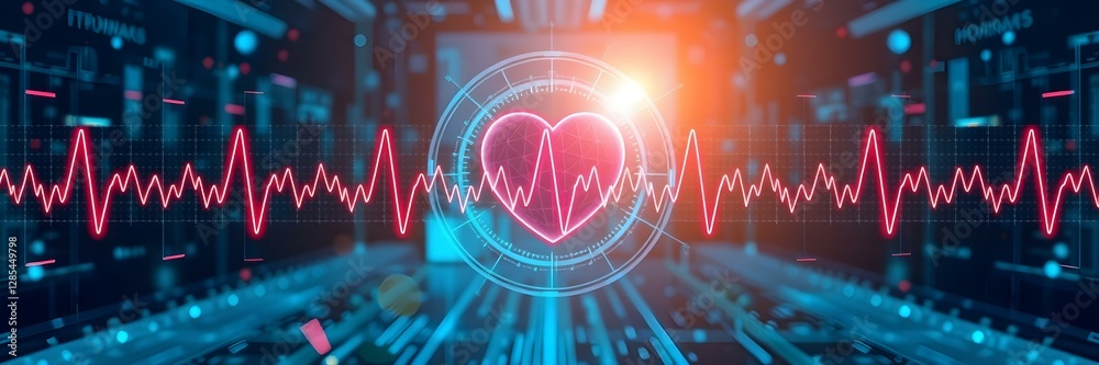 Fototapeta premium Heartbeat of Innovation: A digital illustration captures the essence of healthcare technology.