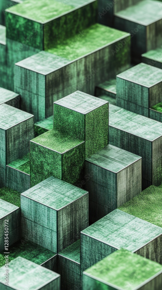 Abstract green block structures in layered pattern. Abstract green block structures in layered pattern.