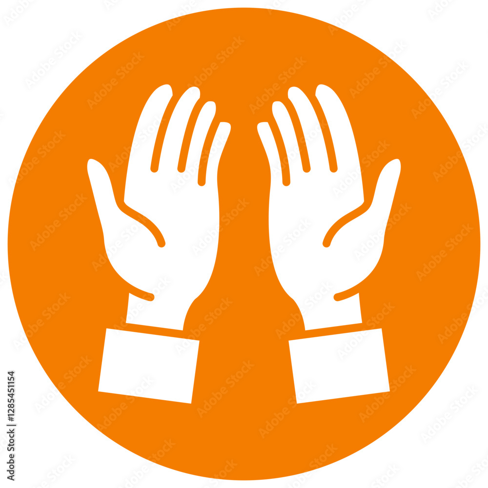 Dua Hands (Supplication) Orange Circle Icon Dua Hands (Supplication) Orange Circle Icon