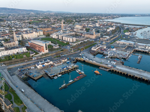 Canvas Print Aerial view of the coastal suburb of Dún Laoghaire, Dublin, Ireland