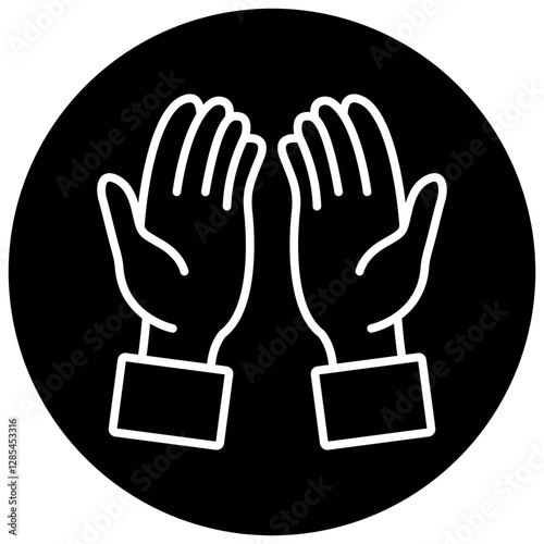 Dua Hands (Supplication) Black Circle Icon